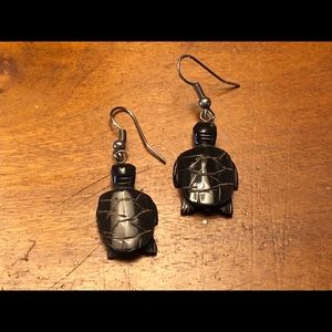 Black Carved Obsidian Sea Turtles